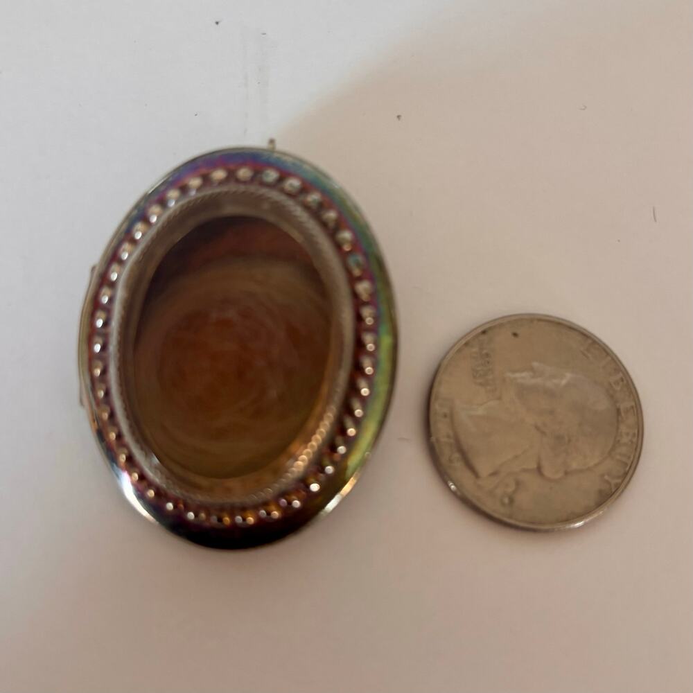 Antique Silver Victorian Mourning Hair Locket – 17g Convertible Brooch Pendant - Picture 7 of 9